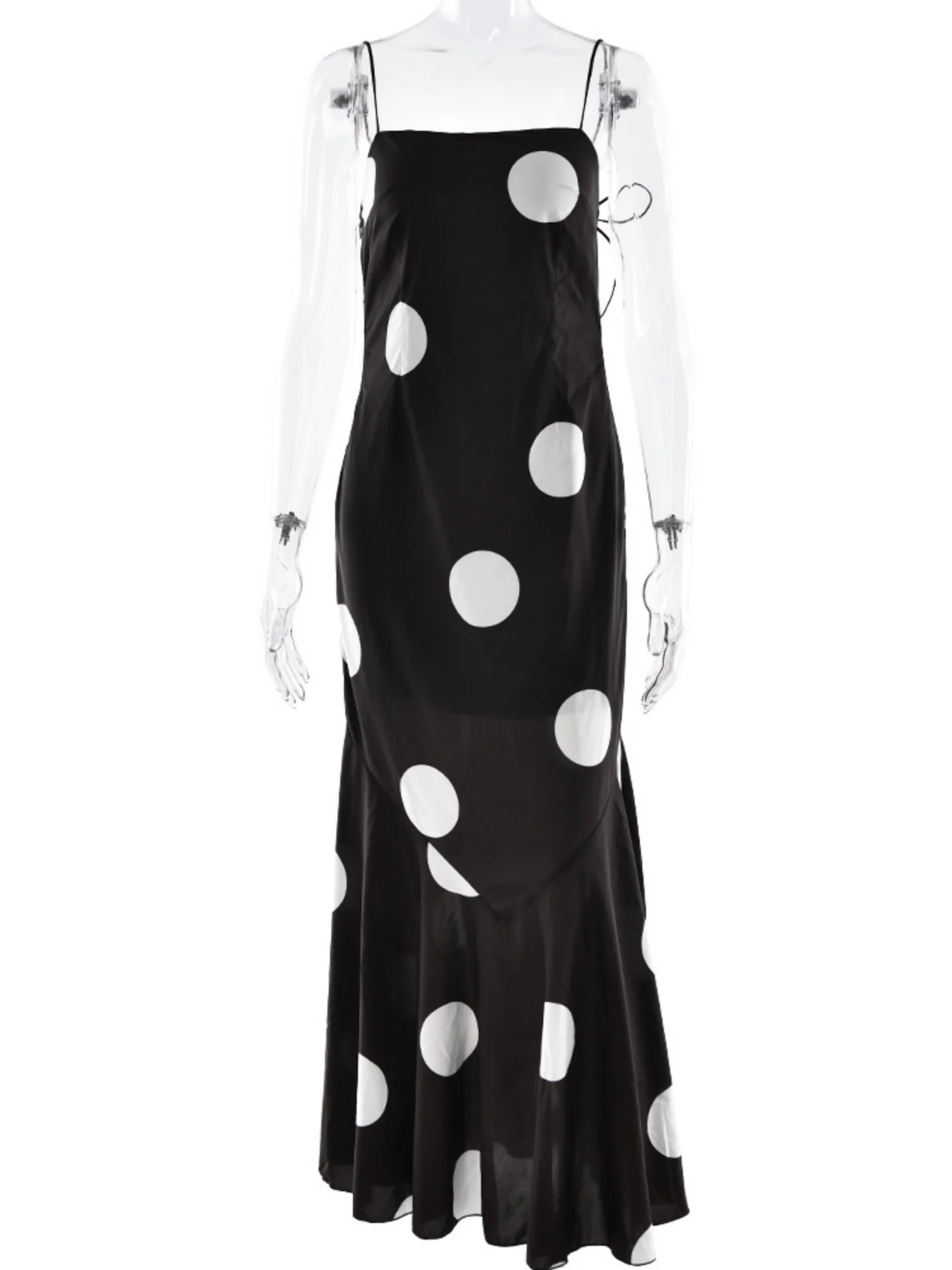Polka Dots Camisoles Slim-fit Backless Maxi Dresses - Image 4