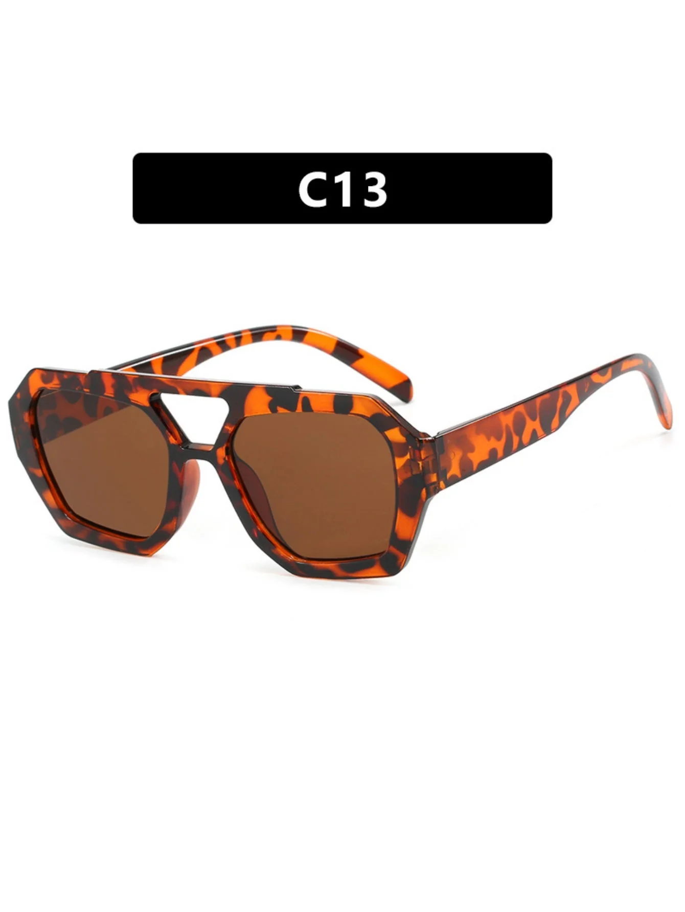 Double-bridge Irregular Leopard Print Sunglasses - Image 16