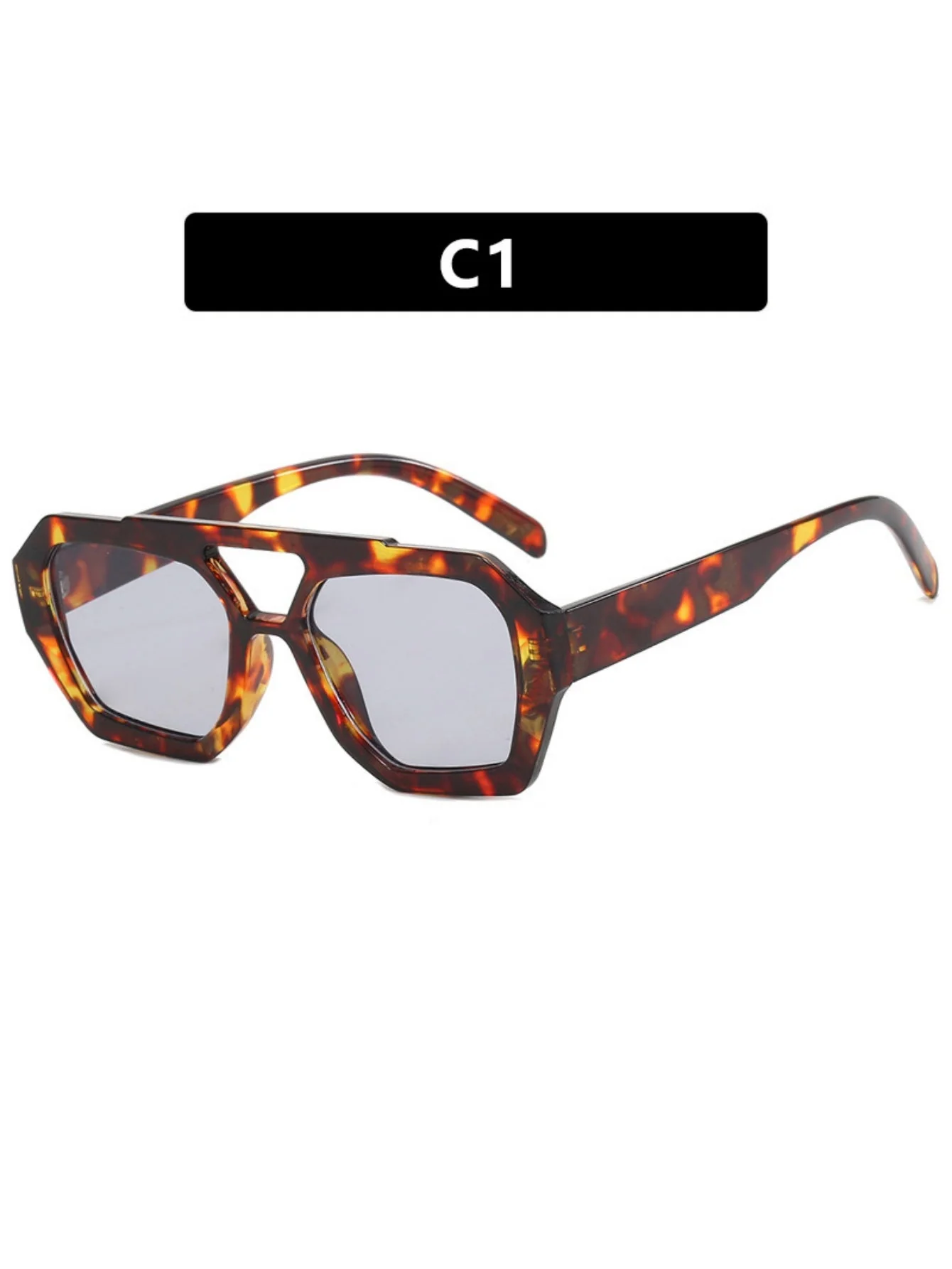 Double-bridge Irregular Leopard Print Sunglasses - Image 3