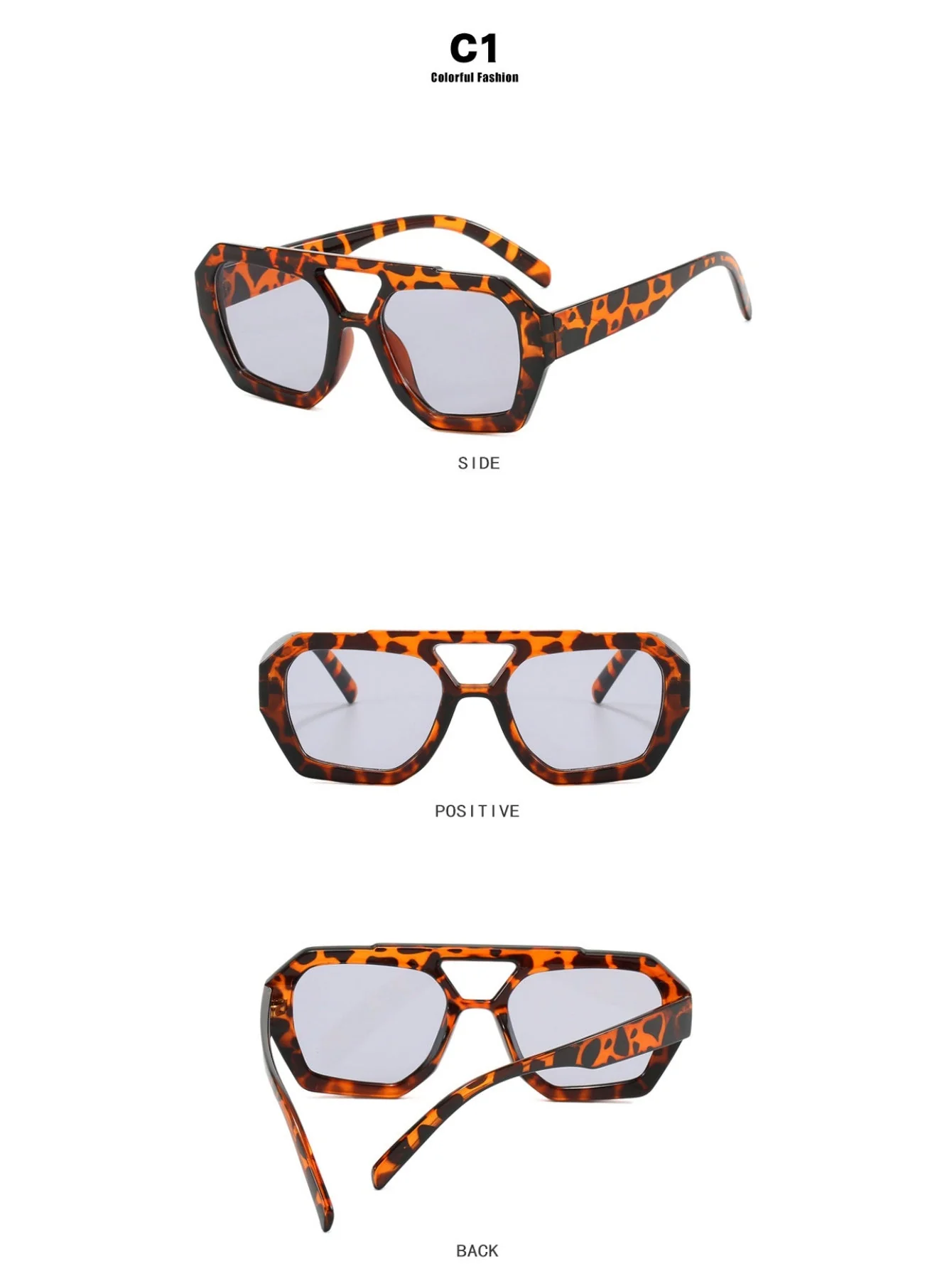 Double-bridge Irregular Leopard Print Sunglasses - Image 4