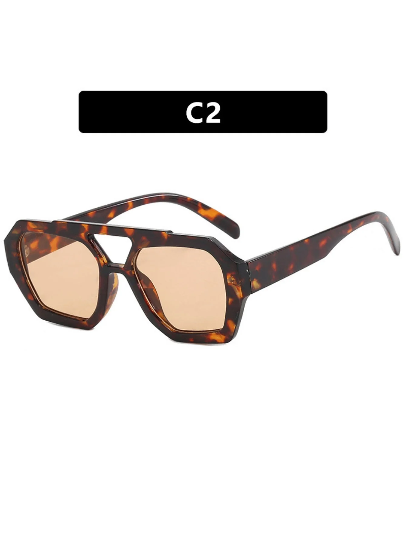 Double-bridge Irregular Leopard Print Sunglasses - Image 5