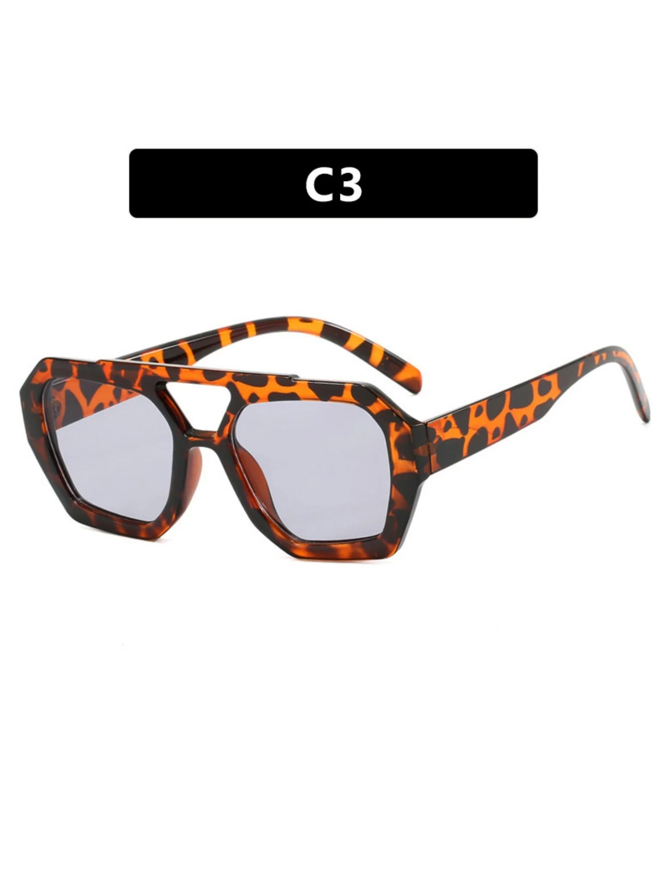 Double-bridge Irregular Leopard Print Sunglasses - Image 6
