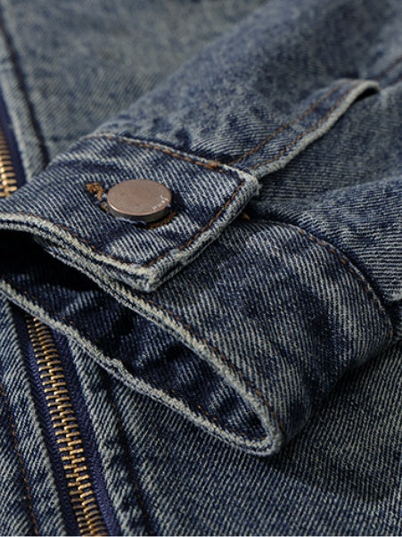 Retro Maillard Fleece Denim Jacket - Image 5