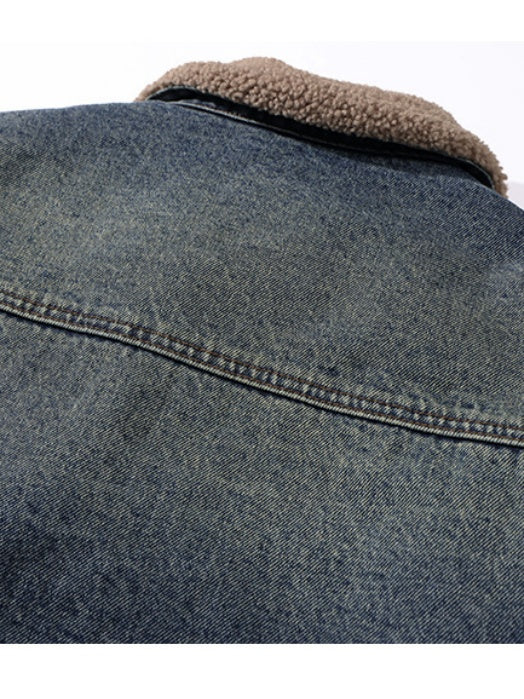 Retro Maillard Fleece Denim Jacket - Image 6