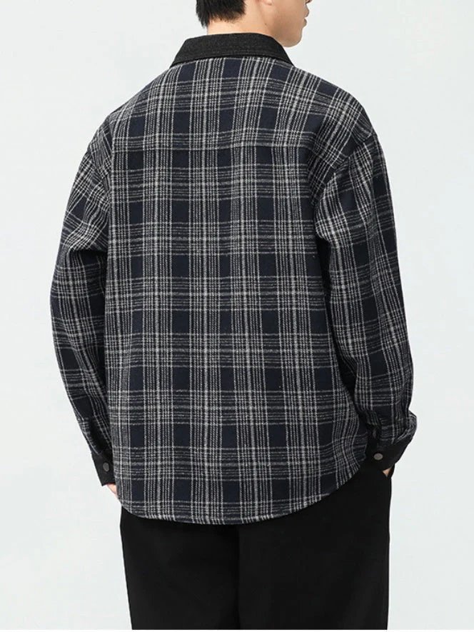 Plaid Loose-fit Wool Blend Shirts - Image 2