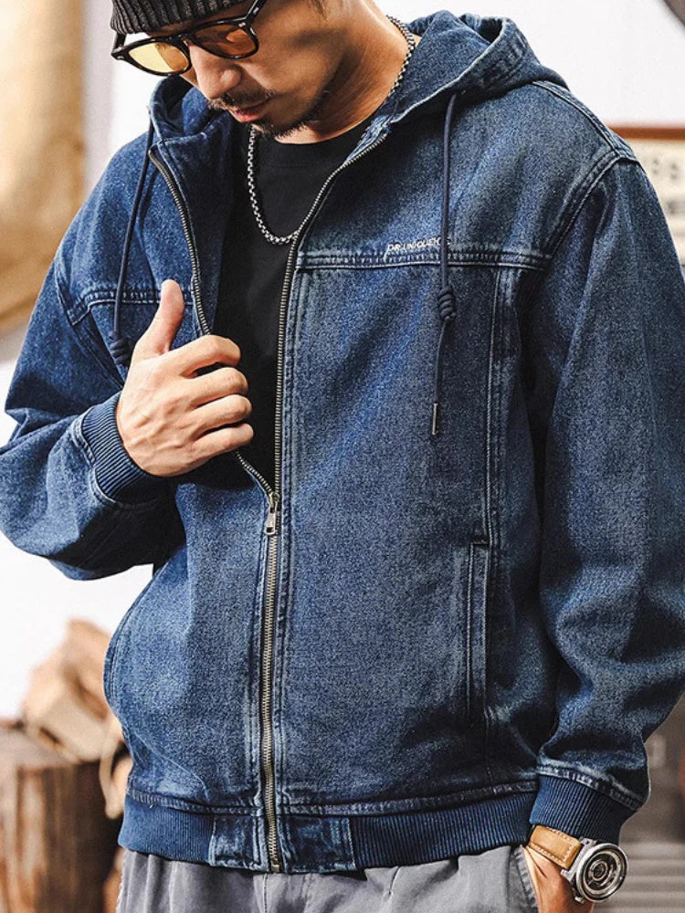 Retro Denim Washed Plush Denim Jacket - Image 2