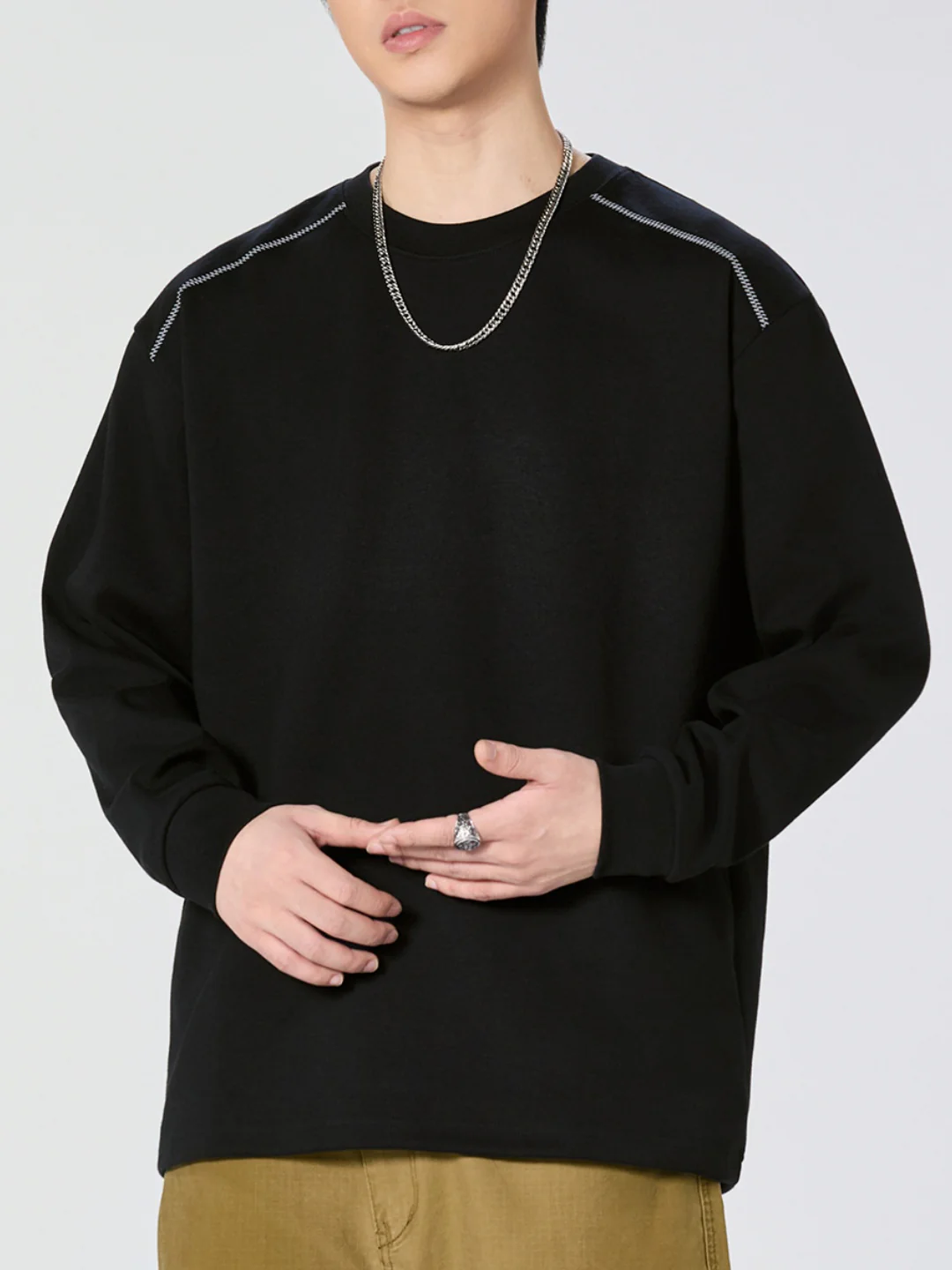 Crew Neck Loose-fit Sweatshirts&Hoodies - Image 7