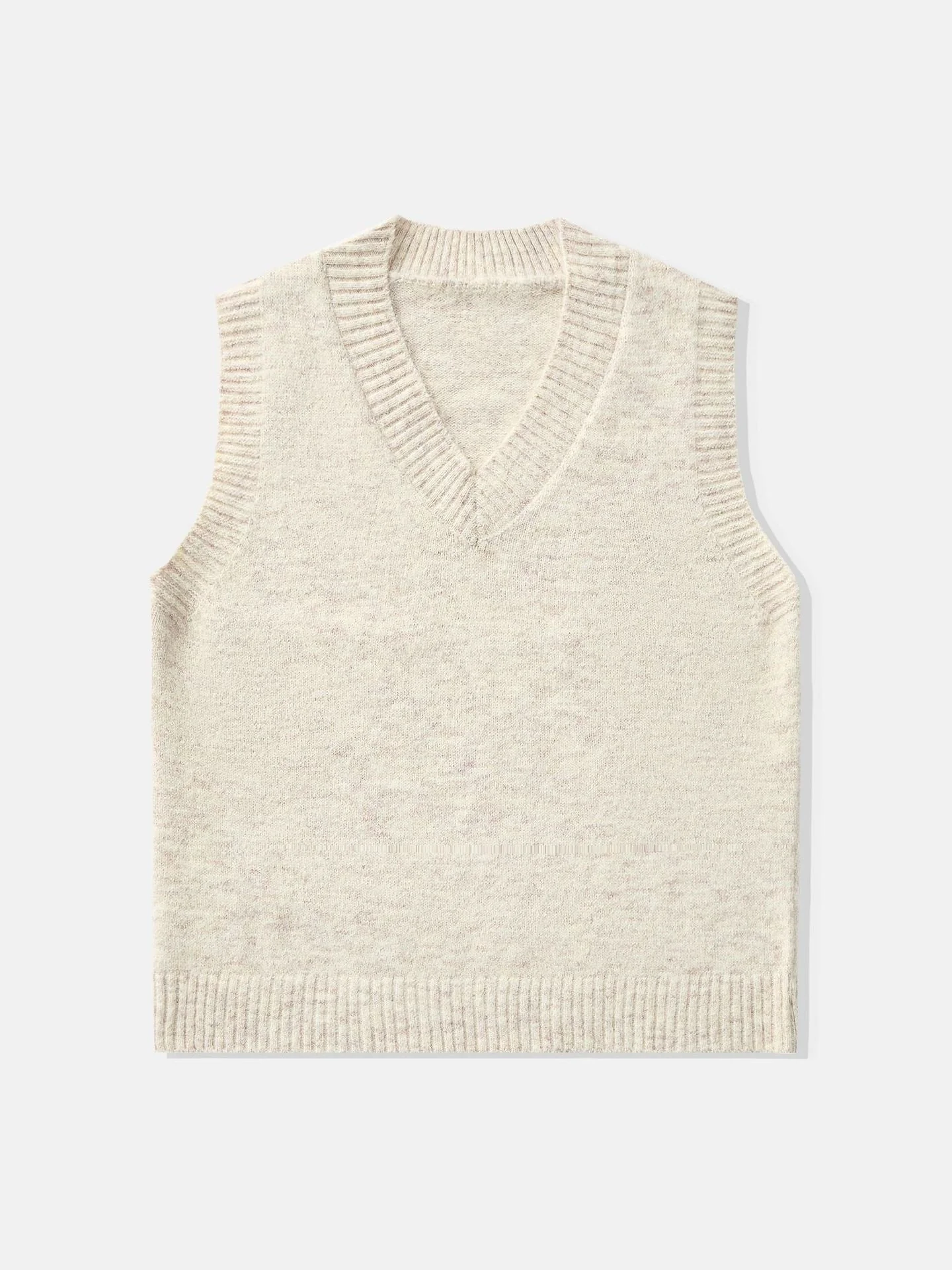 Wool Blend V-neck Loose-fit Knitted Vest - Image 3