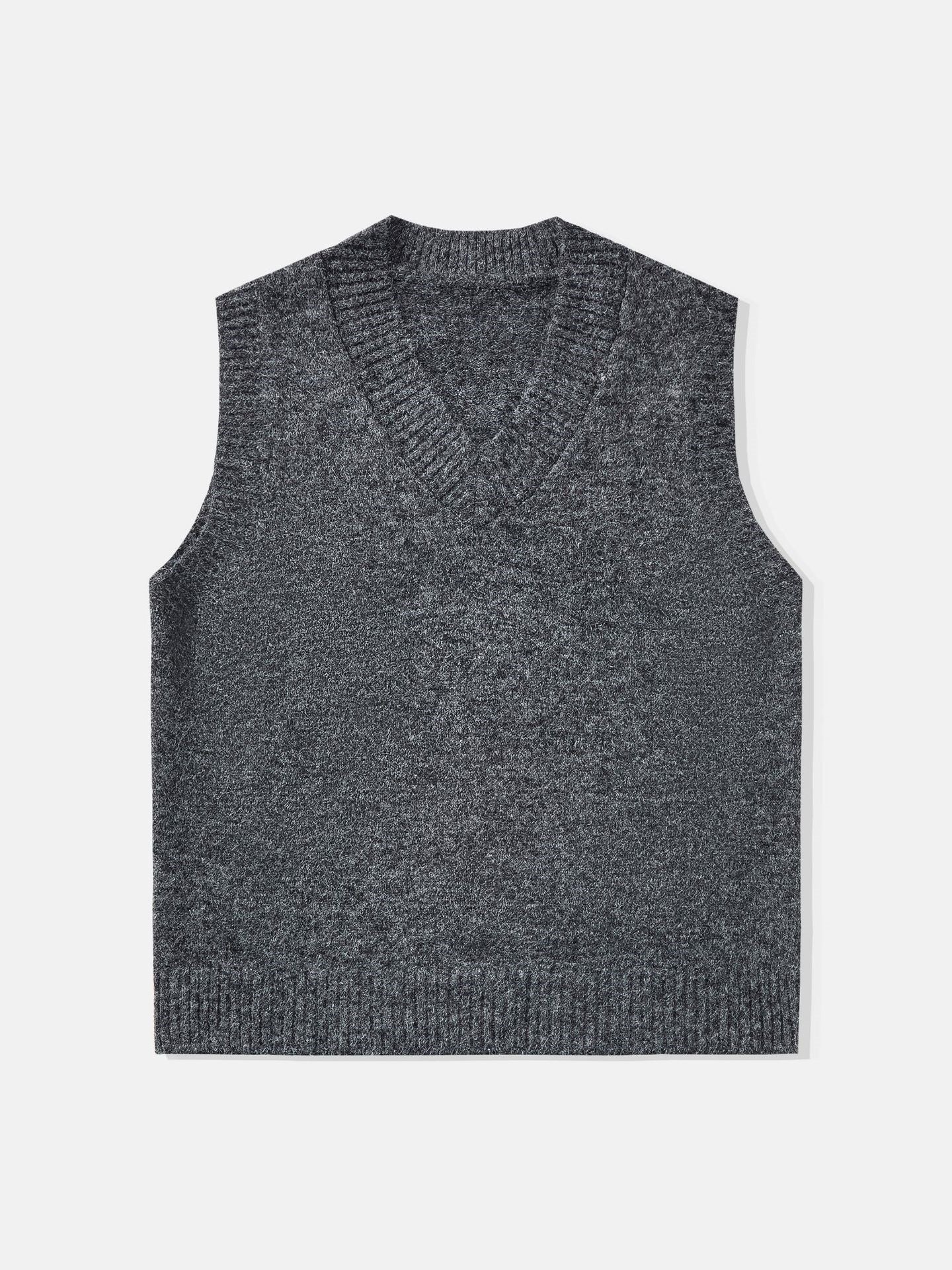 Wool Blend V-neck Loose-fit Knitted Vest - Image 6