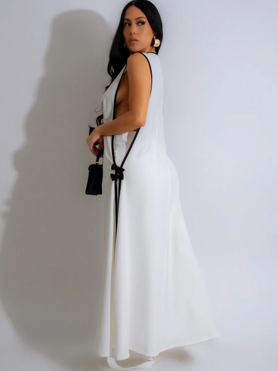 Sleeveless Butterfly Festival Long Vest Dress Wide-leg Pants Set 2-piece Sets - Image 2