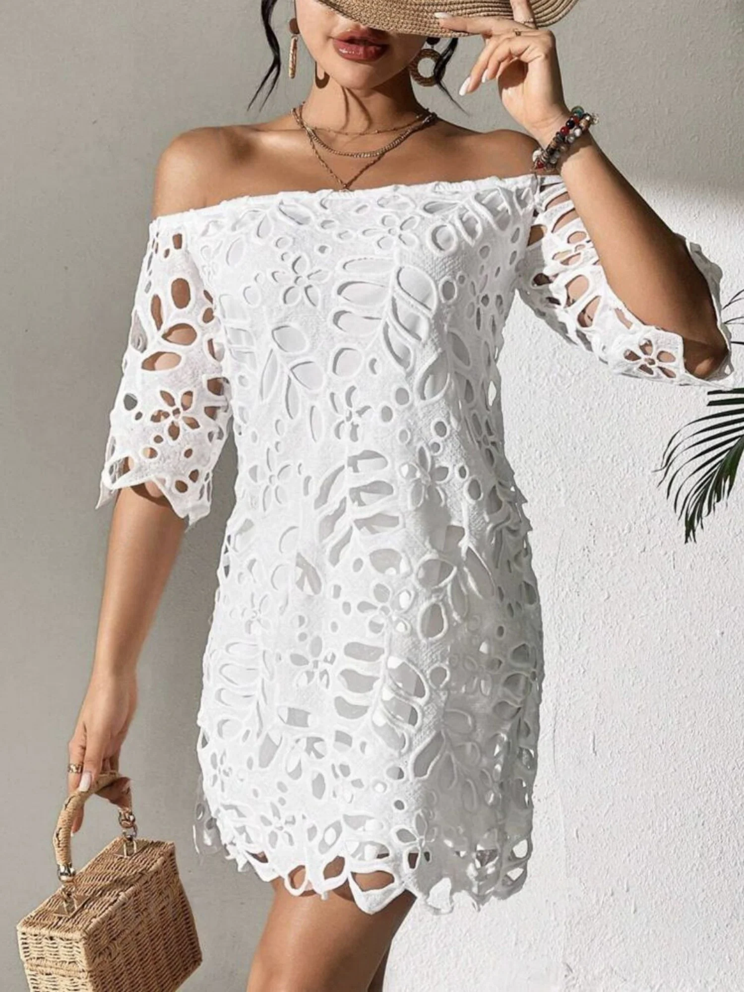 Lace Cutout Off-shoulder Mini&Short Dresses - Image 3