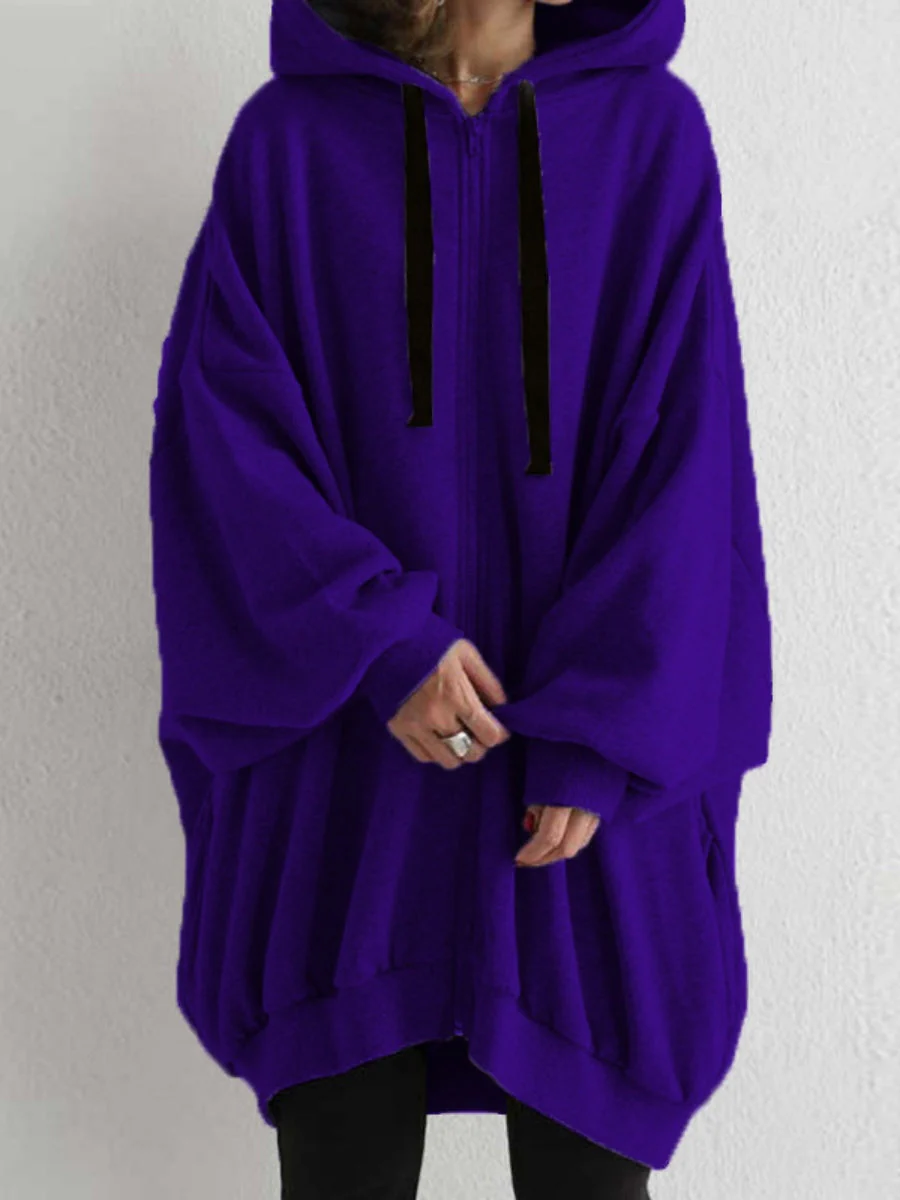 Zipper Long Fleece Lined Coat Hoodies - Image 11
