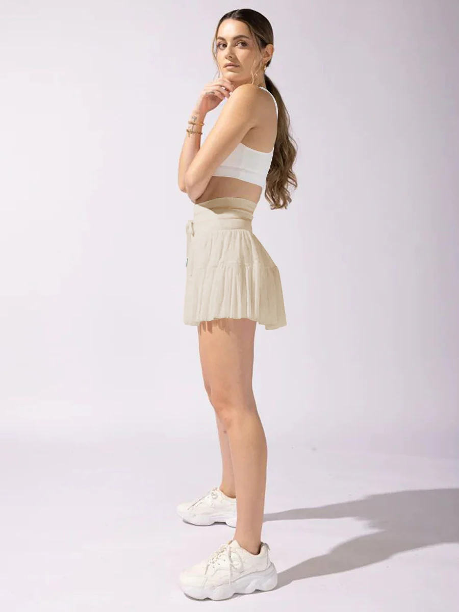 Culottes Sports Pocket Mesh High Waist Skirts - Image 19