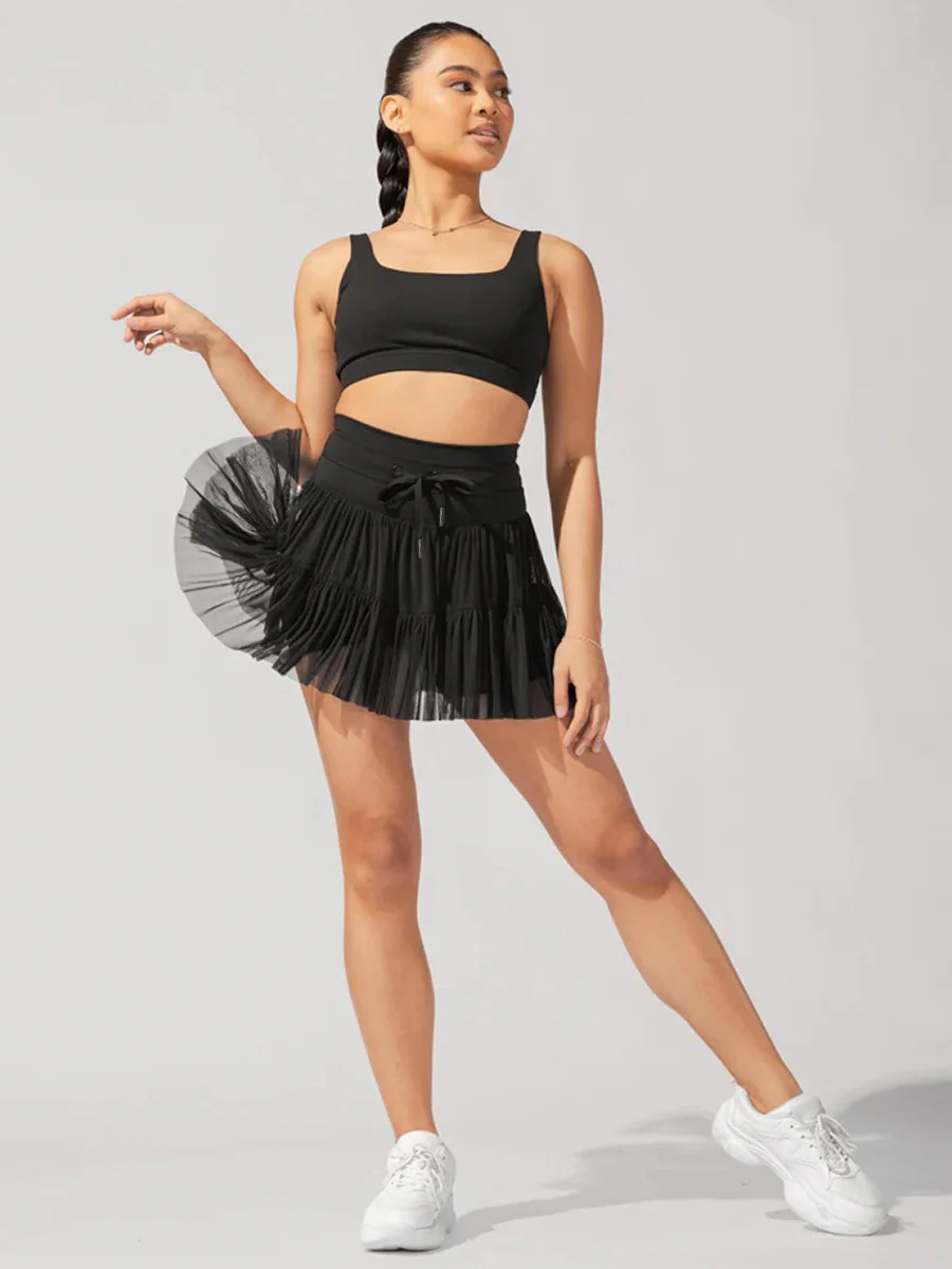 Culottes Sports Pocket Mesh High Waist Skirts - Image 2