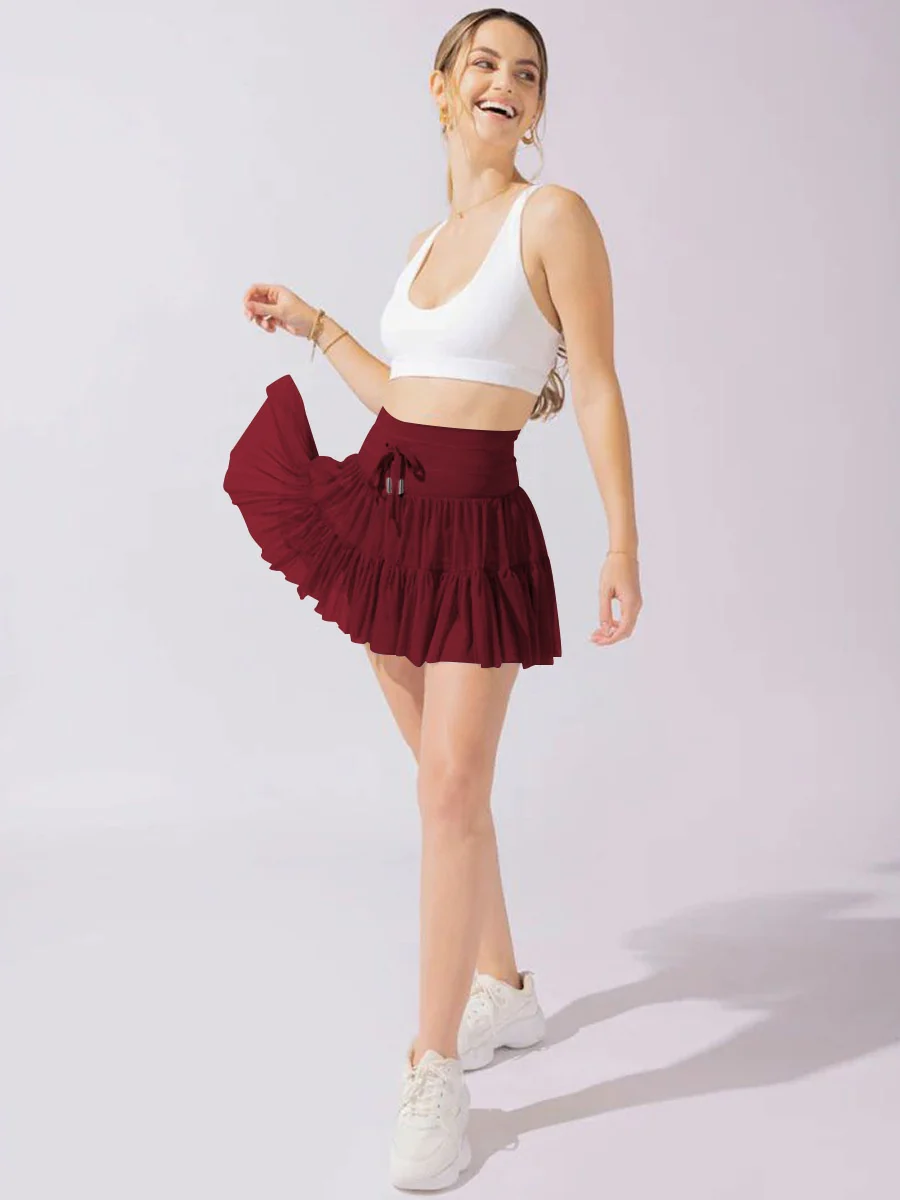 Culottes Sports Pocket Mesh High Waist Skirts - Image 35