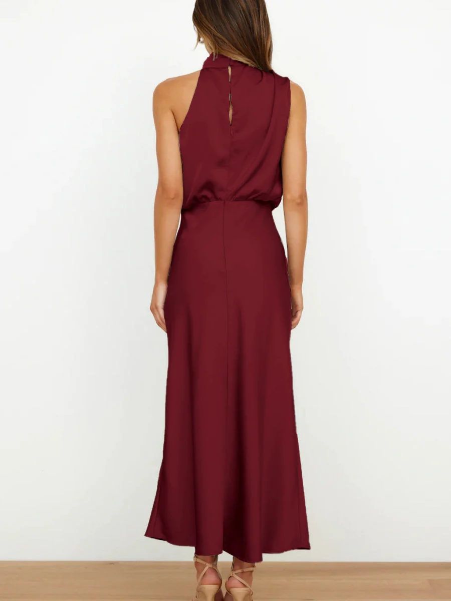 Satin Sleeveless Parties Bridesmaid Midi Dresses - Image 12