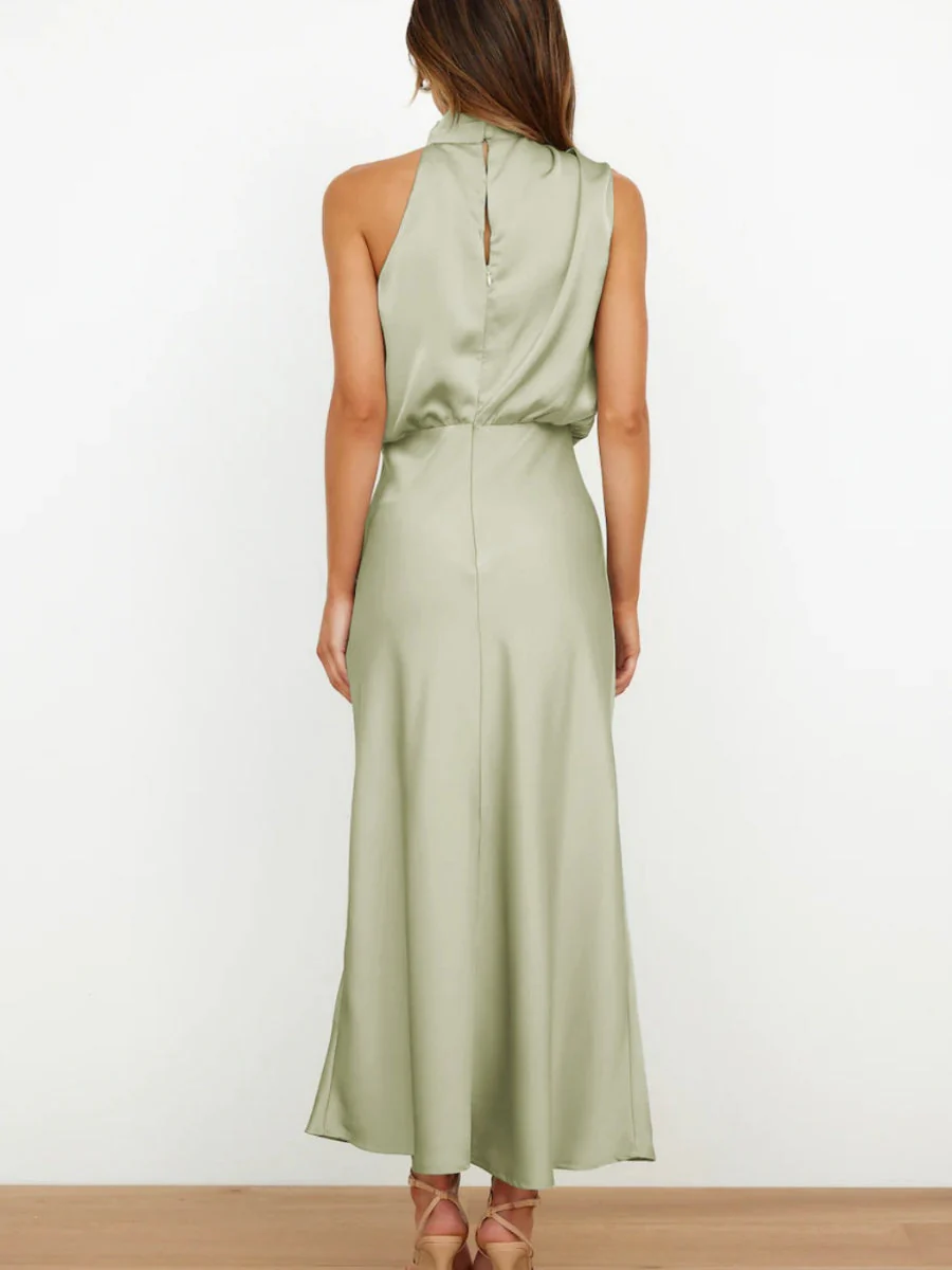 Satin Sleeveless Parties Bridesmaid Midi Dresses - Image 15