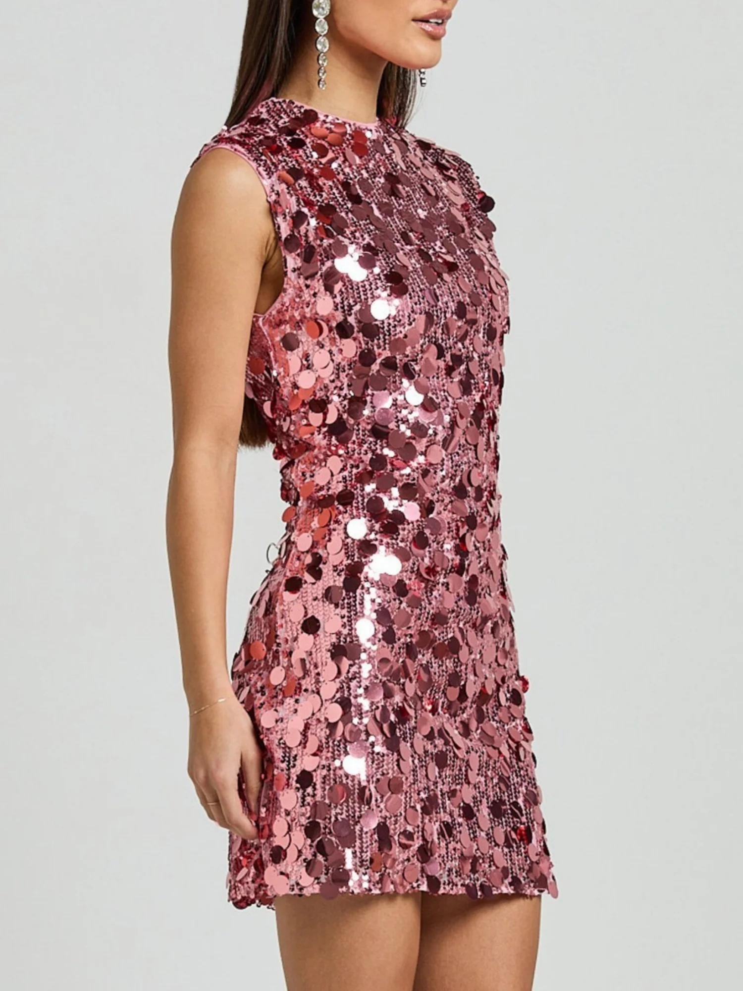 Sequins Sleeveless Slim-fit Mini&Short Dresses - Image 6