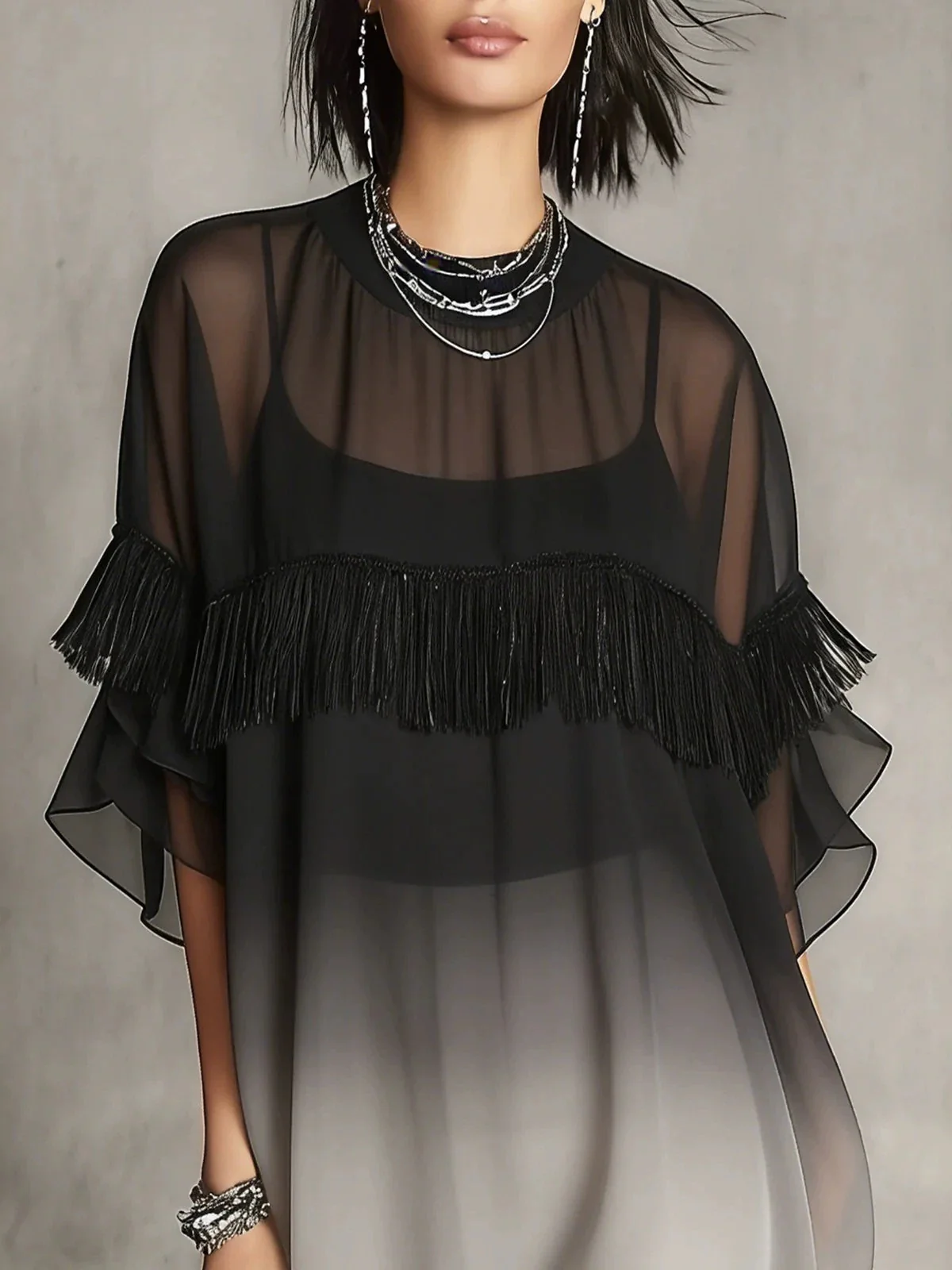 European And American Style Short-sleeved Mini Dress With Ruffled Trim - Image 4