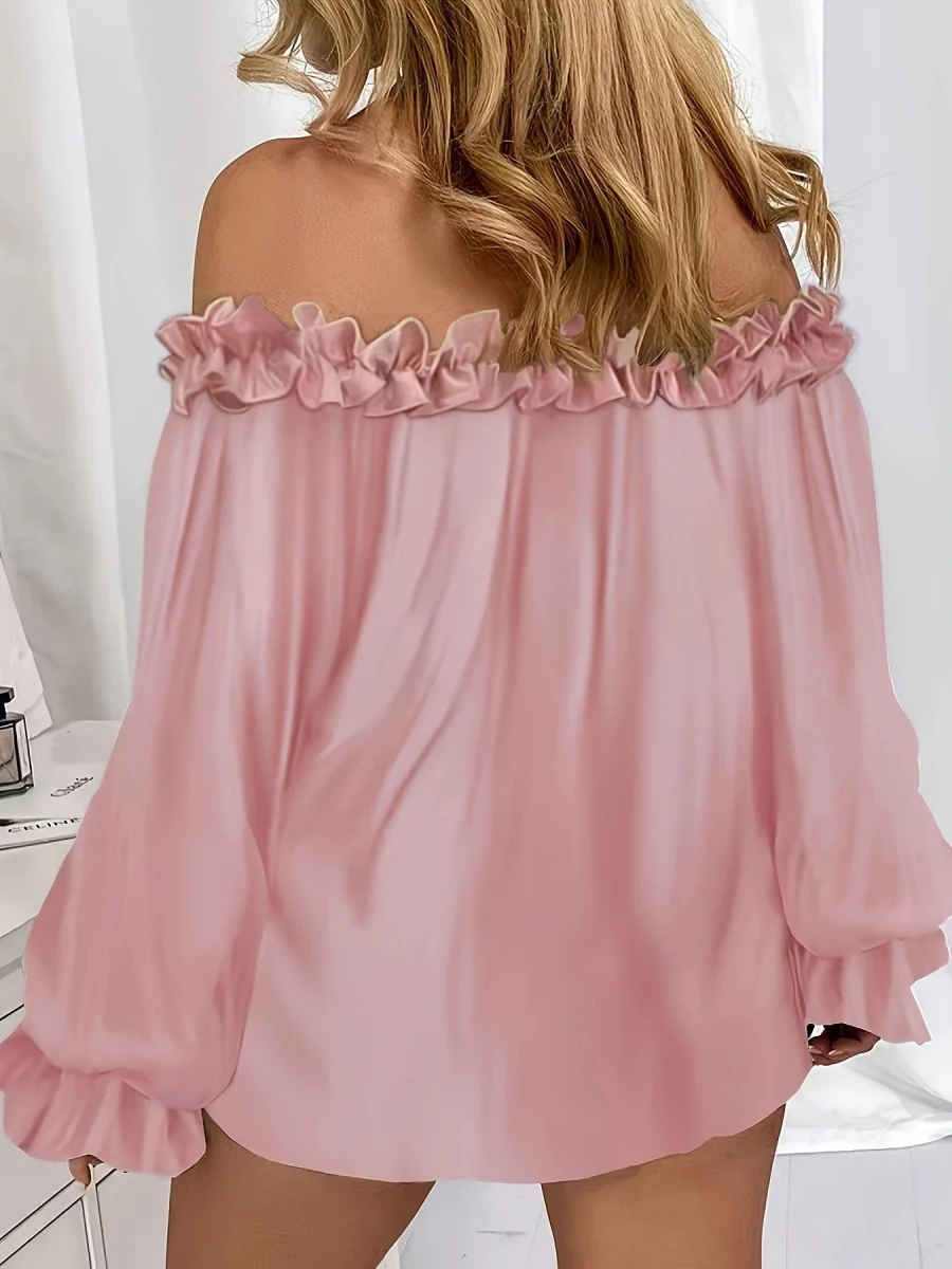 Casual Off-shoulder Ruffle Sleeves T-shirts - Image 6