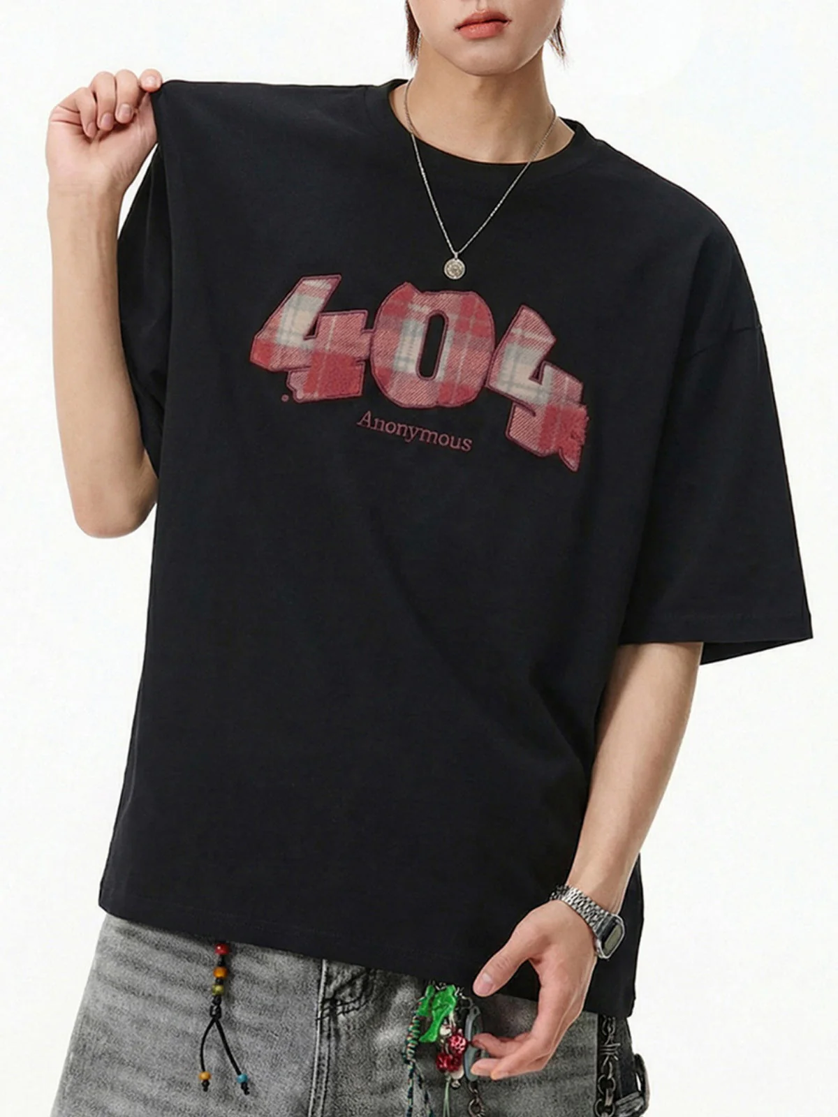 Number Plaid Printed Loose-fit T-shirts - Image 2
