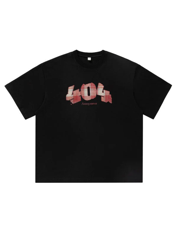 Number Plaid Printed Loose-fit T-shirts - Image 3