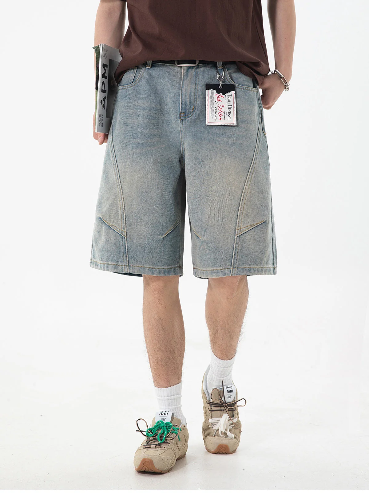 Washed Denim Five Points Shorts