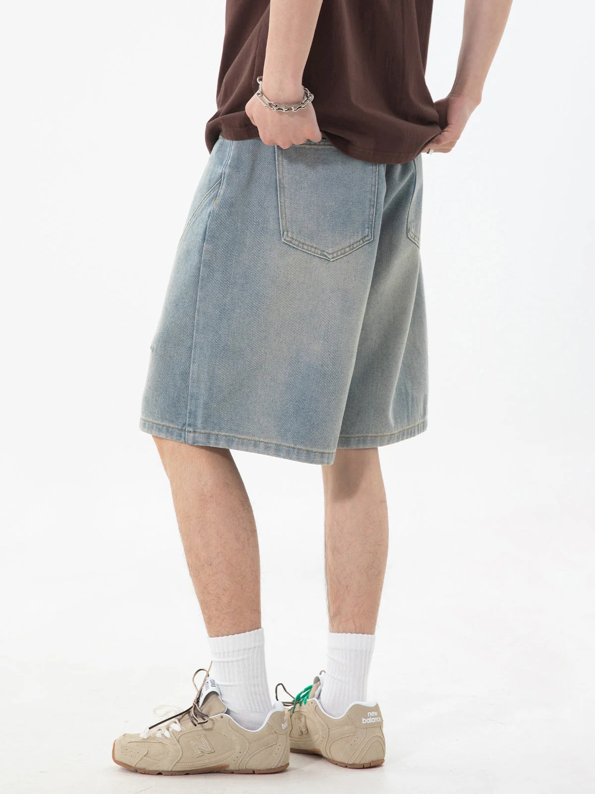 Washed Denim Five Points Shorts - Image 2