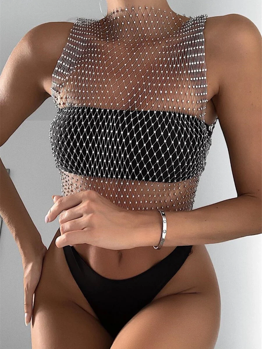 Perspective Fishing Nets Sparkling Diamond Tank Tops - Image 26