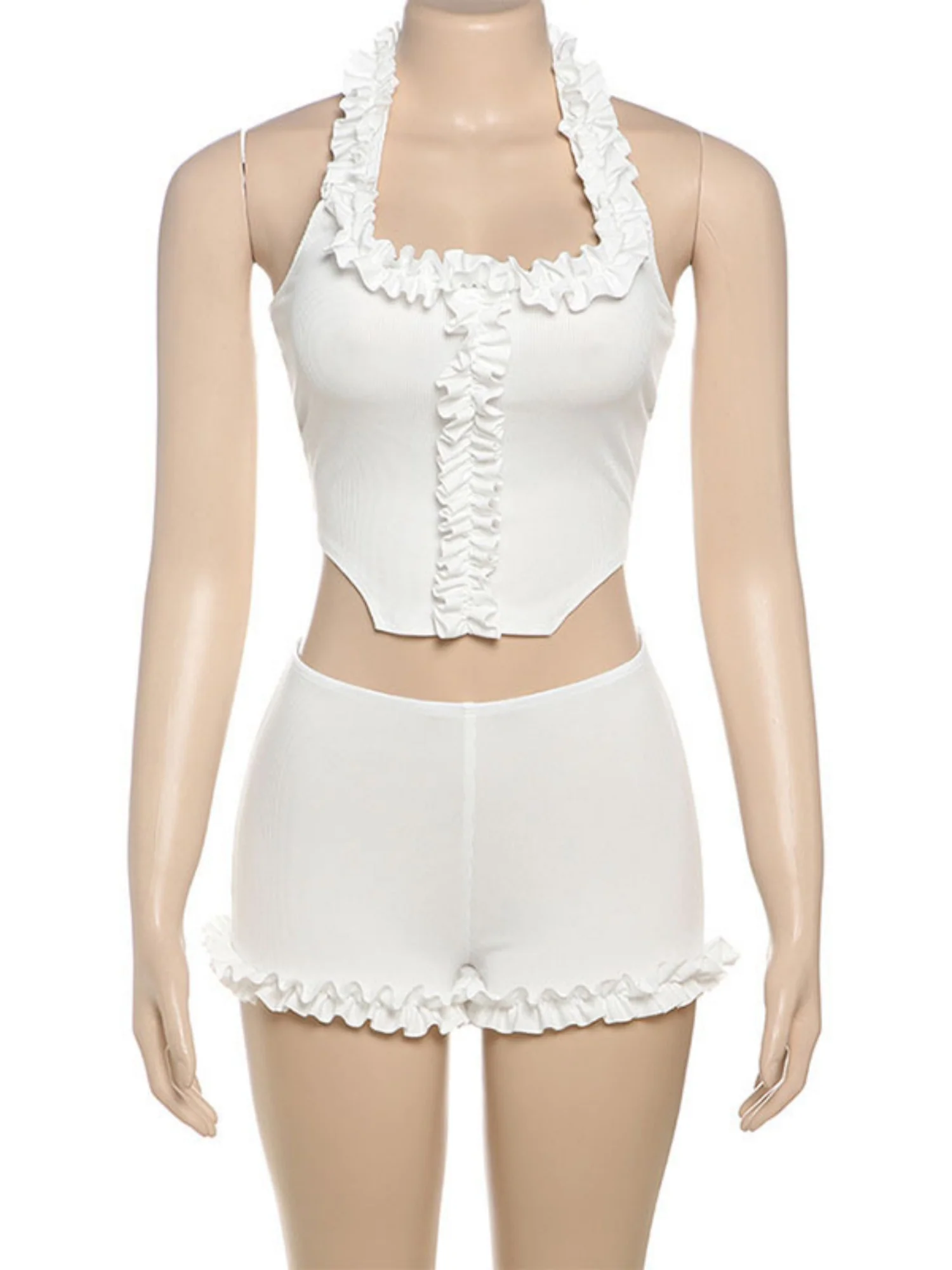 Ruffle Halter Top Shorts 2-piece Sets - Image 5