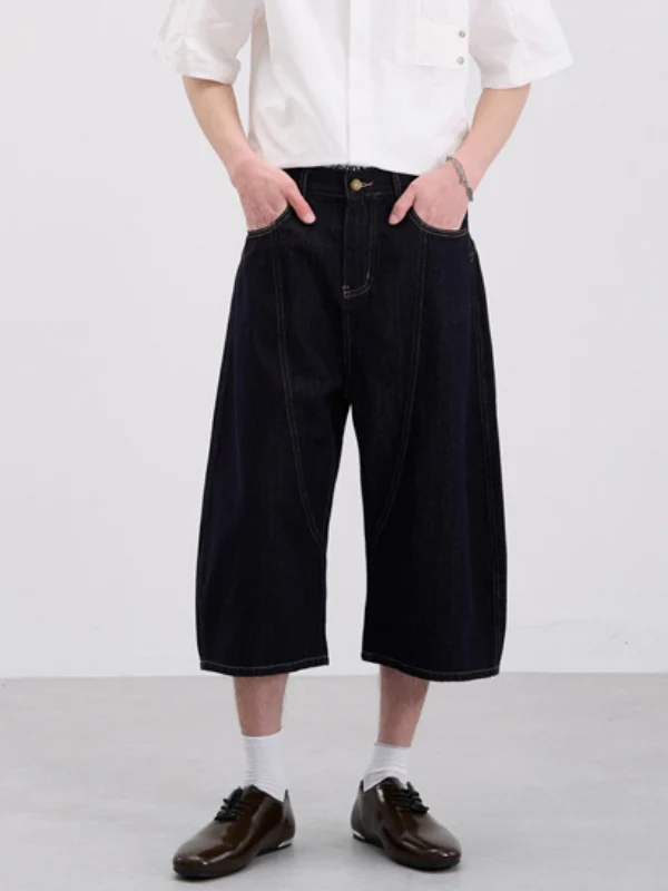 Denim Baggy Wide-leg 7 Points Shorts - Image 4