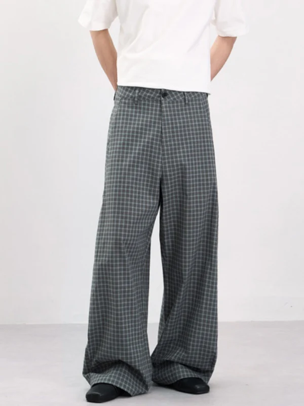 Old Money Style Pleated Plaid Dress Pants Pants - Image 3
