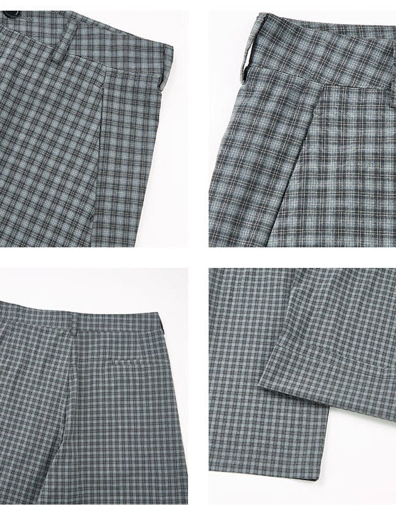 Old Money Style Pleated Plaid Dress Pants Pants - Image 4
