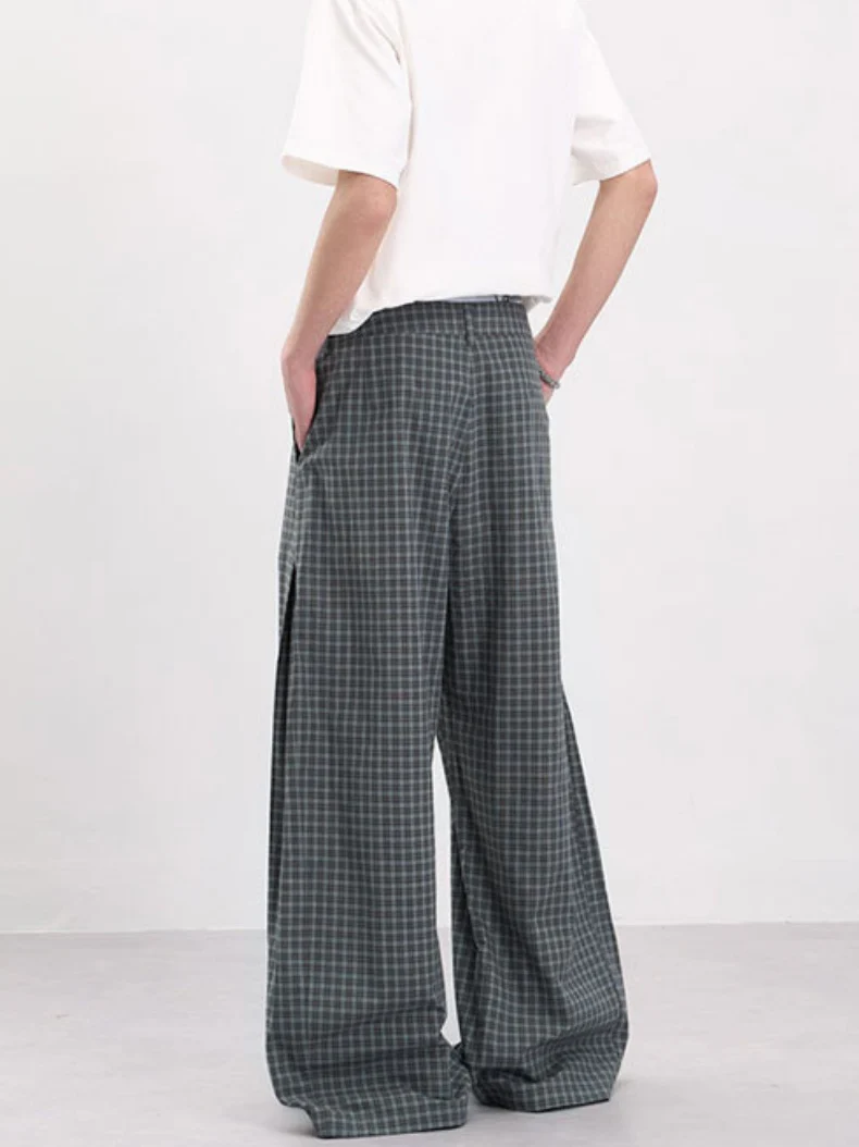 Old Money Style Pleated Plaid Dress Pants Pants - Image 5