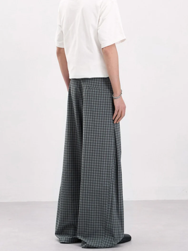 Old Money Style Pleated Plaid Dress Pants Pants - Image 6