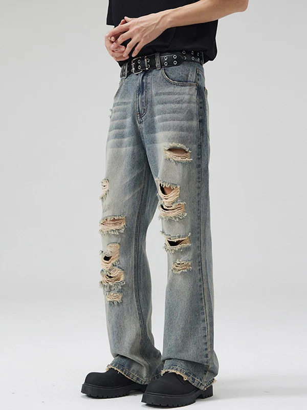 Hiphop Distressed Heavy Industry Hole Jeans - Image 3