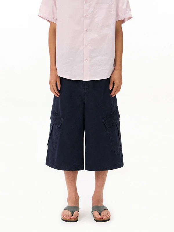Washed Distressed Work Clothes 7 Points Shorts - Image 2