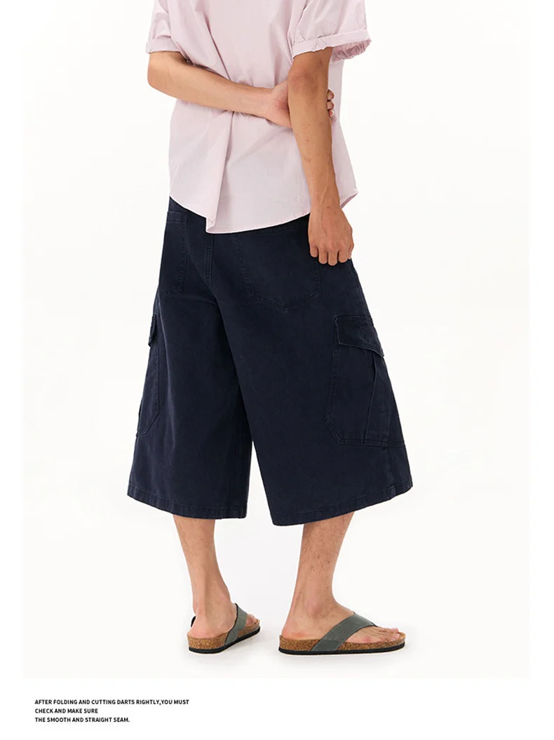 Washed Distressed Work Clothes 7 Points Shorts - Image 3
