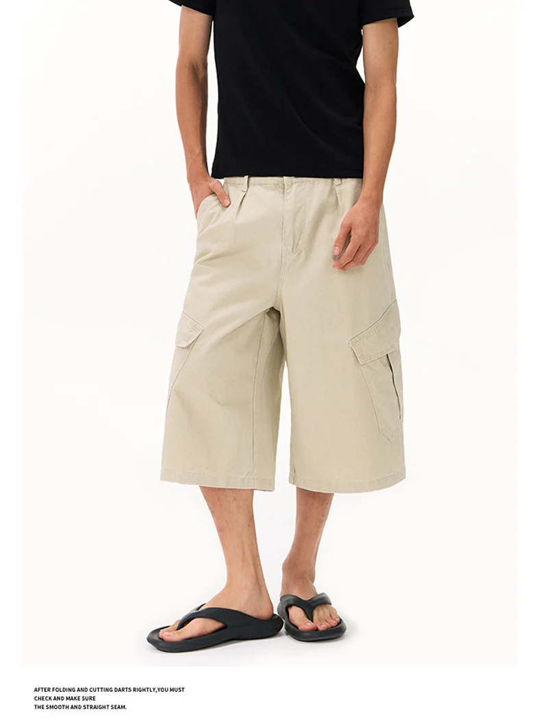Washed Distressed Work Clothes 7 Points Shorts - Image 7