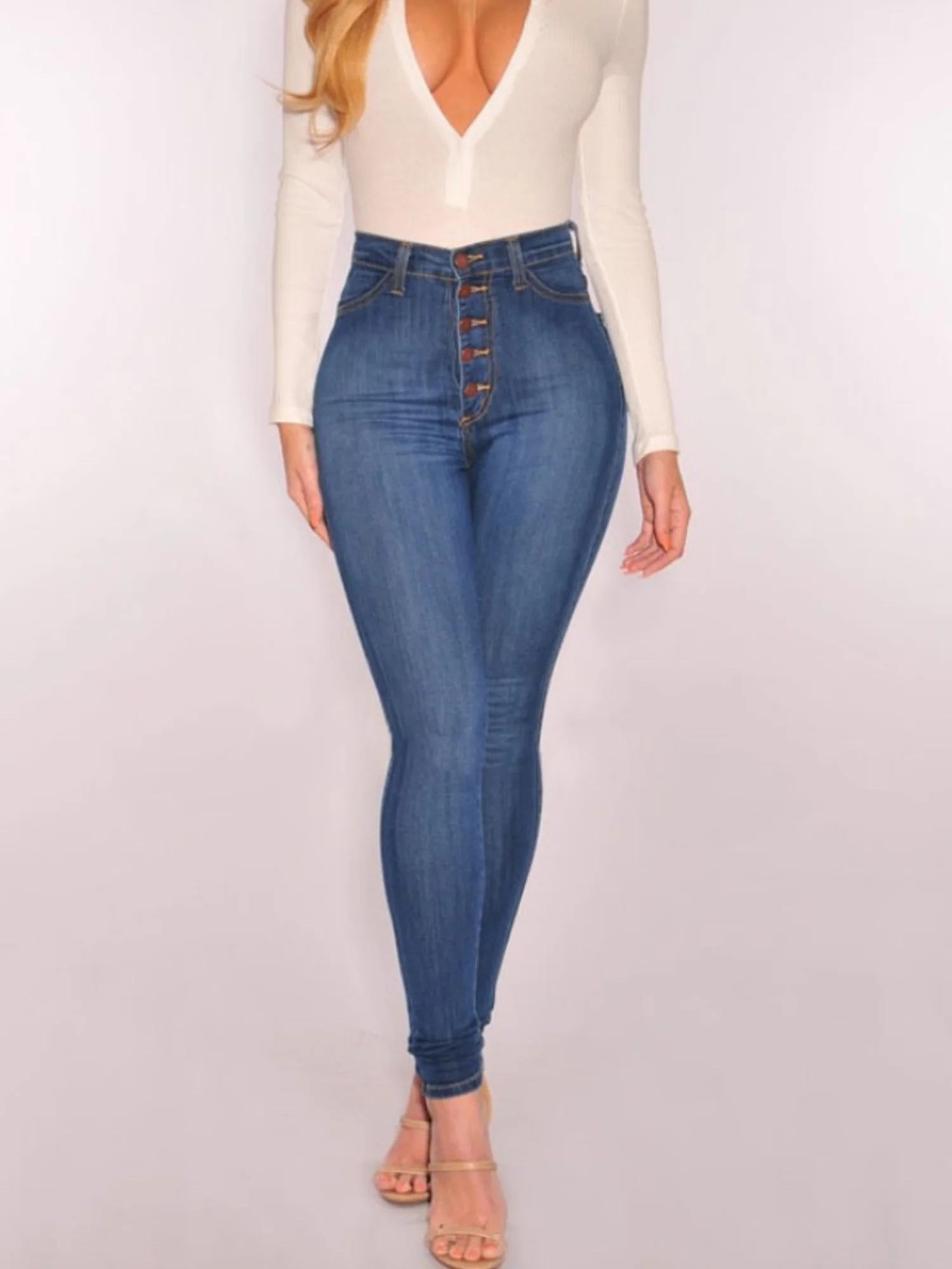 Stretch High-waisted And Slimming Pencil Pants Jeans - Image 3