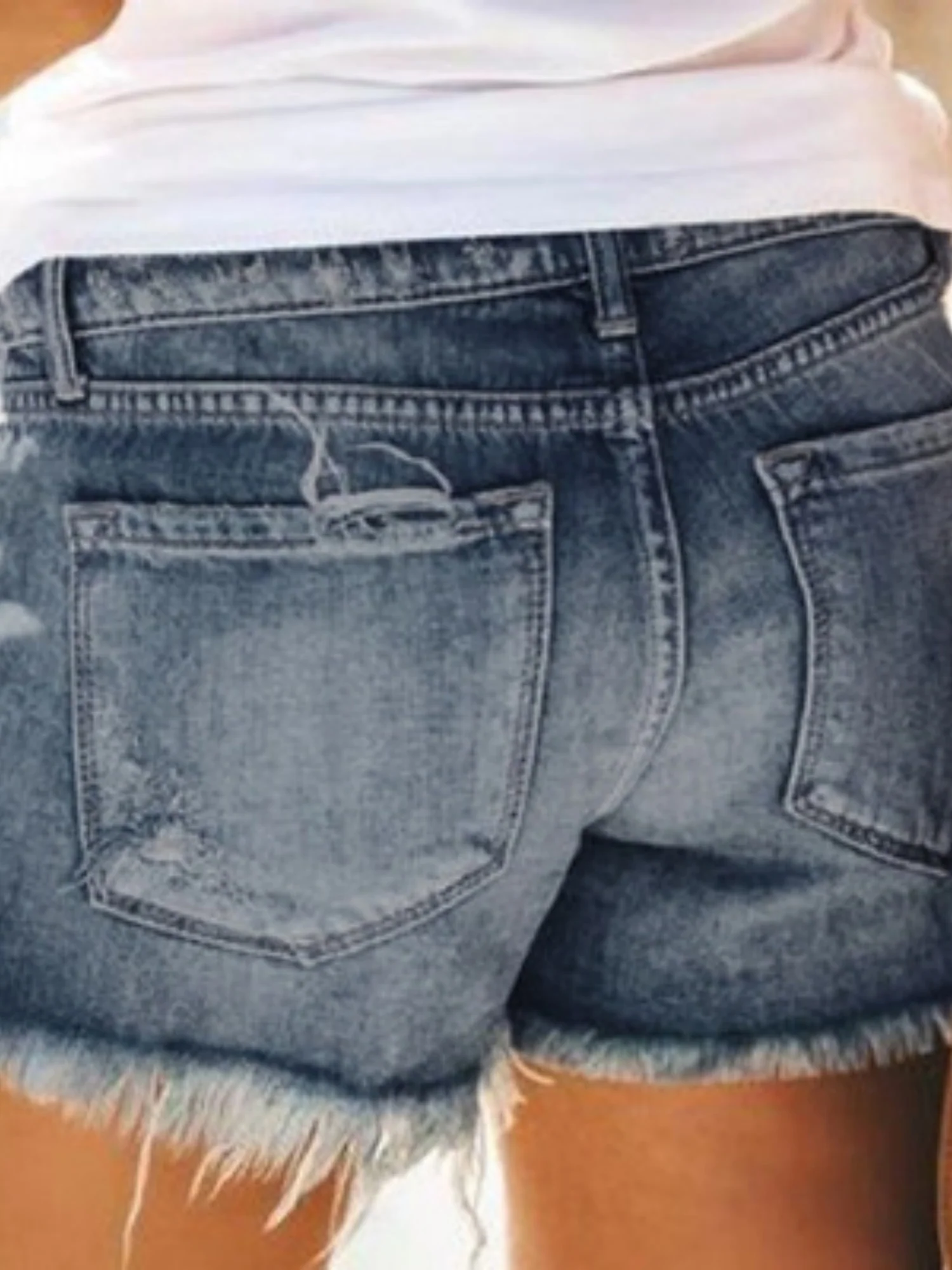 Denim Hole Tassel Shorts - Image 5