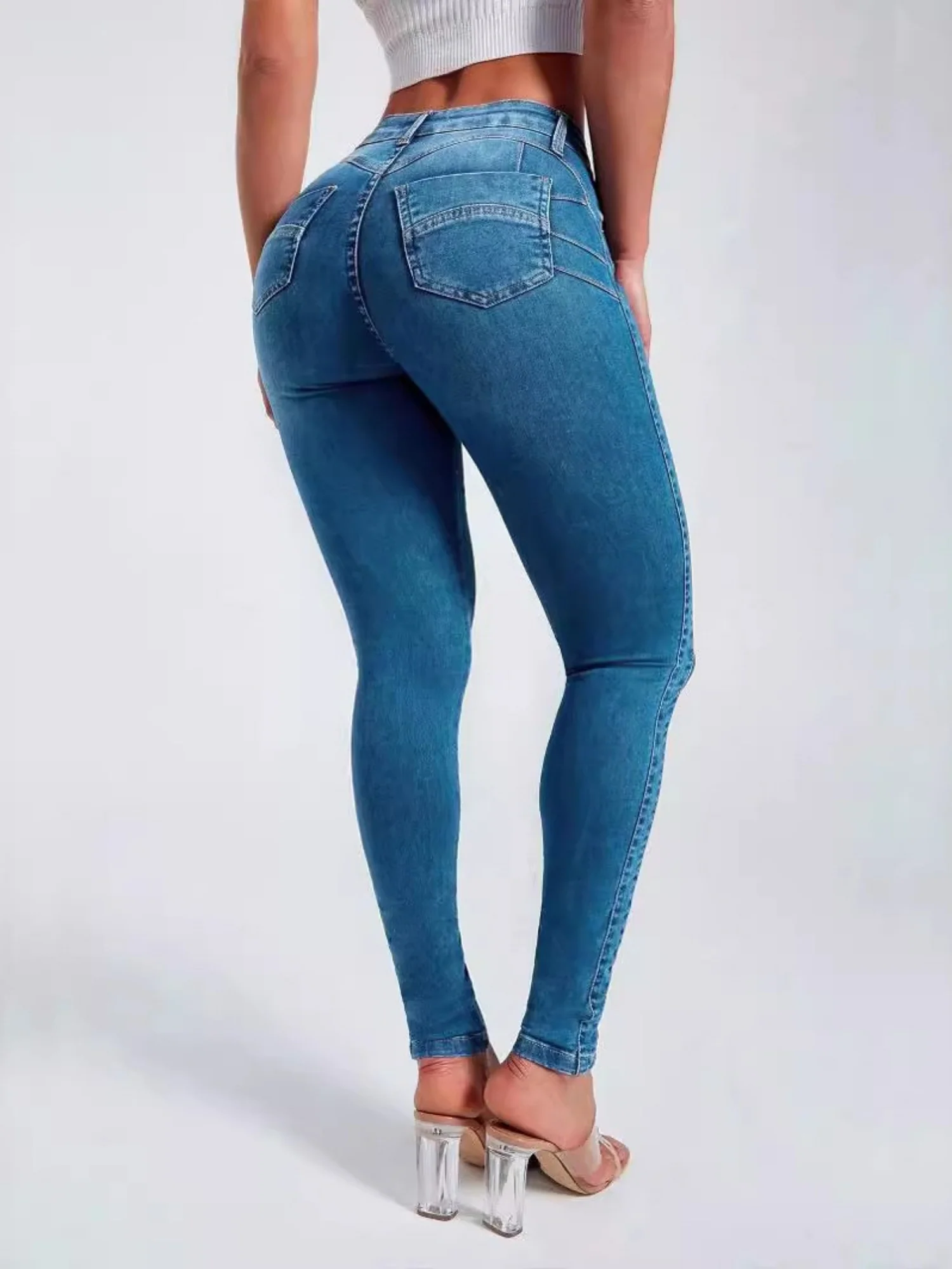 Zipper Stretch High-waisted Hip-hugging Pencil Pants Jeans - Image 2