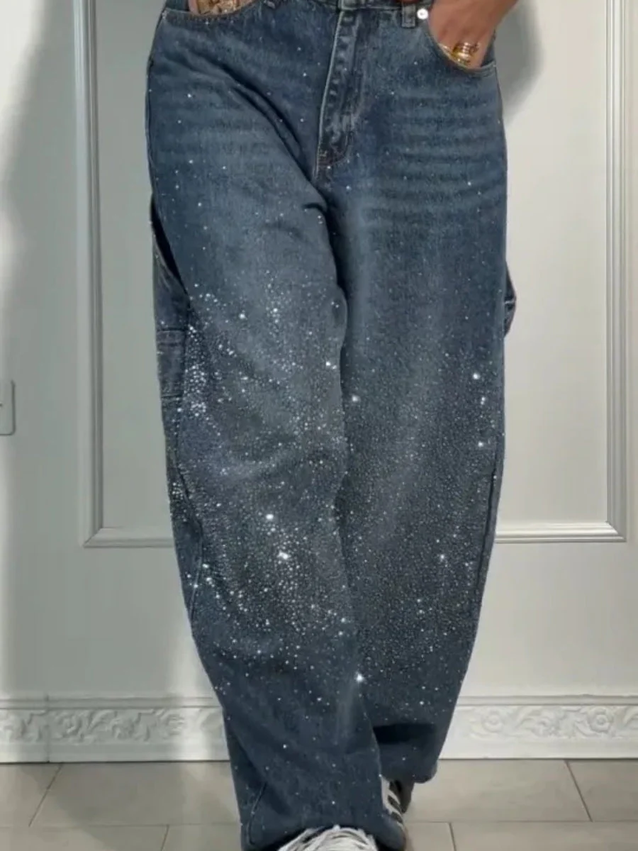 Starry Sky Rhinestones Type Jeans - Image 3