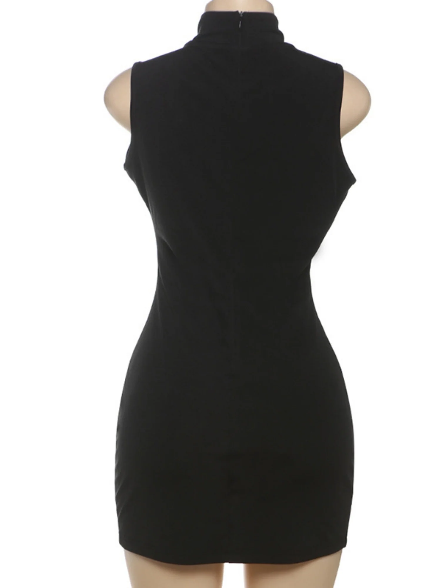 Hollow Out Metal Decoration Sleeveless Bodycon Mini&Short Dresses - Image 5