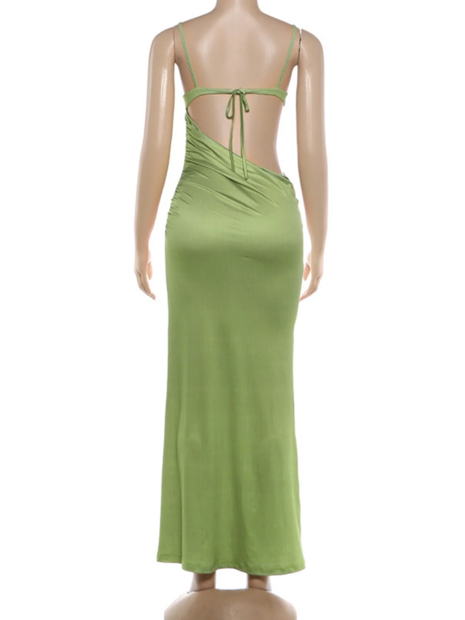 Printed Color Blocking Backless And Navel Exposed Strapless Bra Maxi Dresses - Image 7