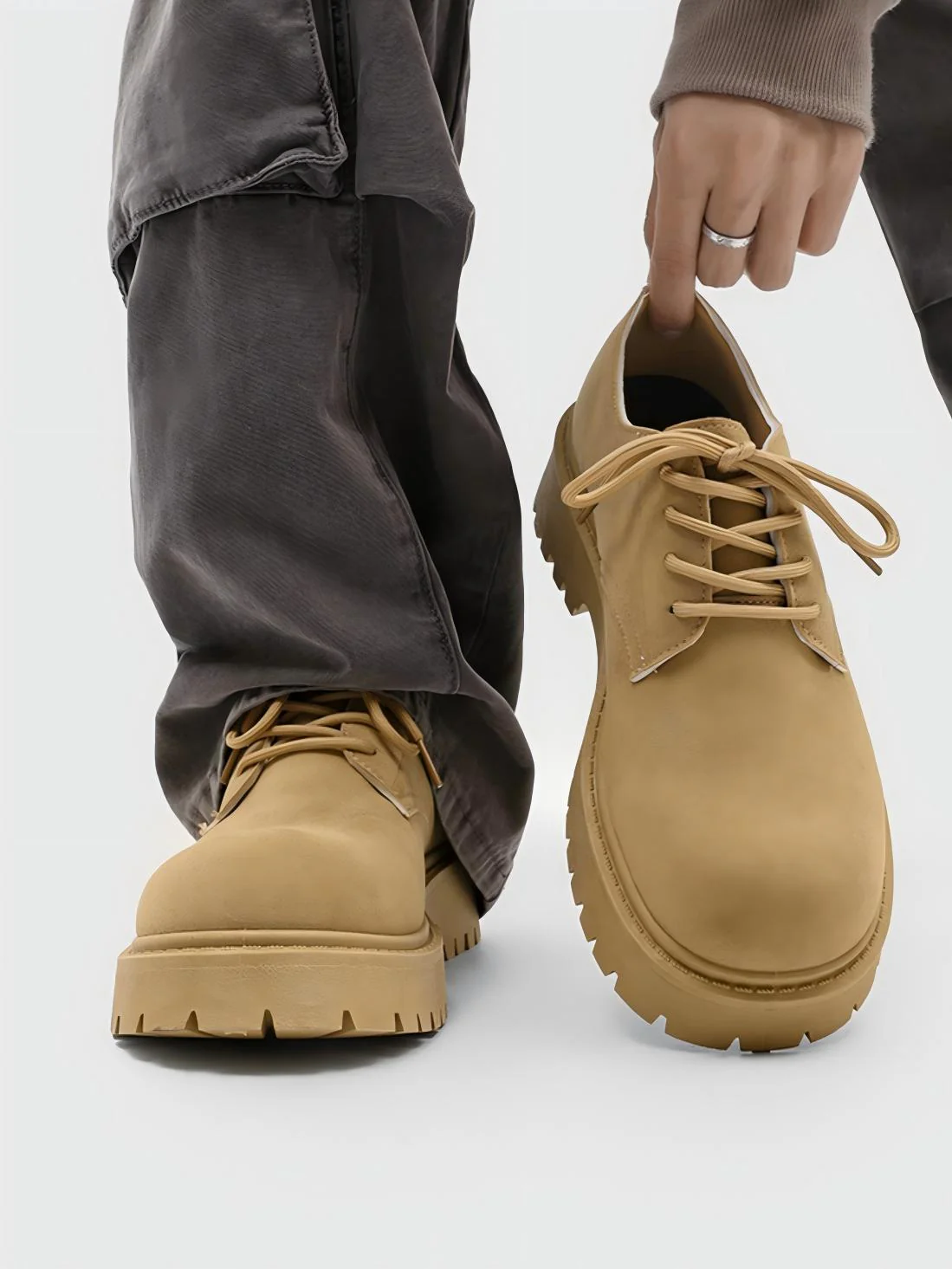 Suede Platform Derby Work Shoes - Image 3