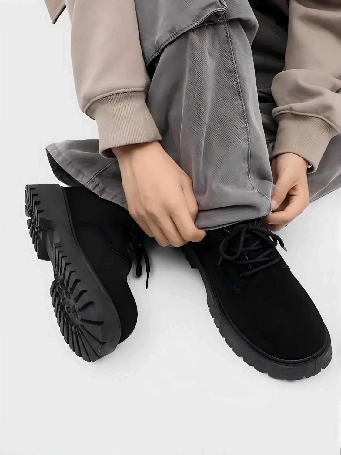 Suede Platform Derby Work Shoes - Image 9