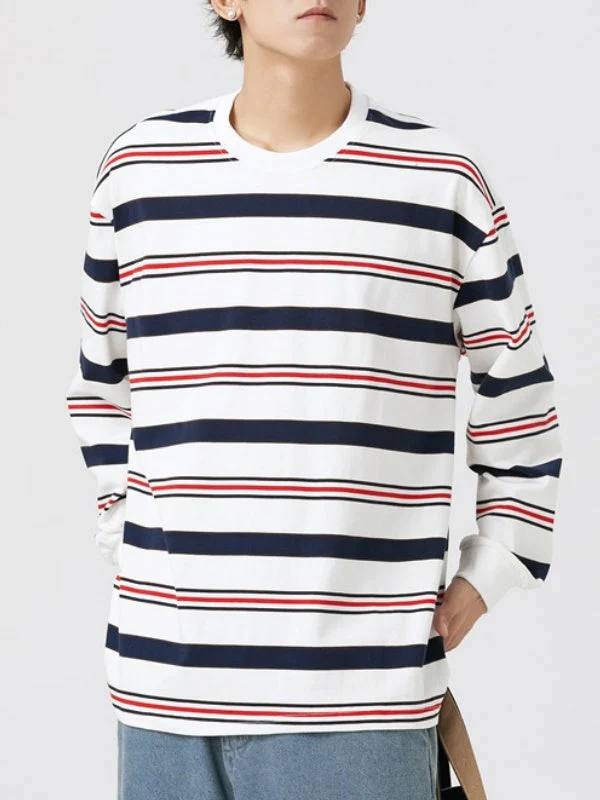 Stripes Crew Neck T-shirts - Image 5