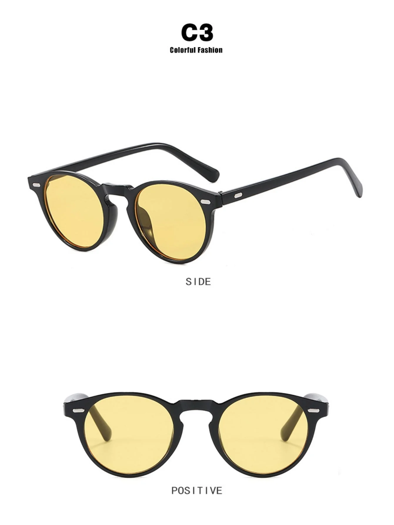 Round Frame Retro Minimalist Style Sunglasses - Image 10