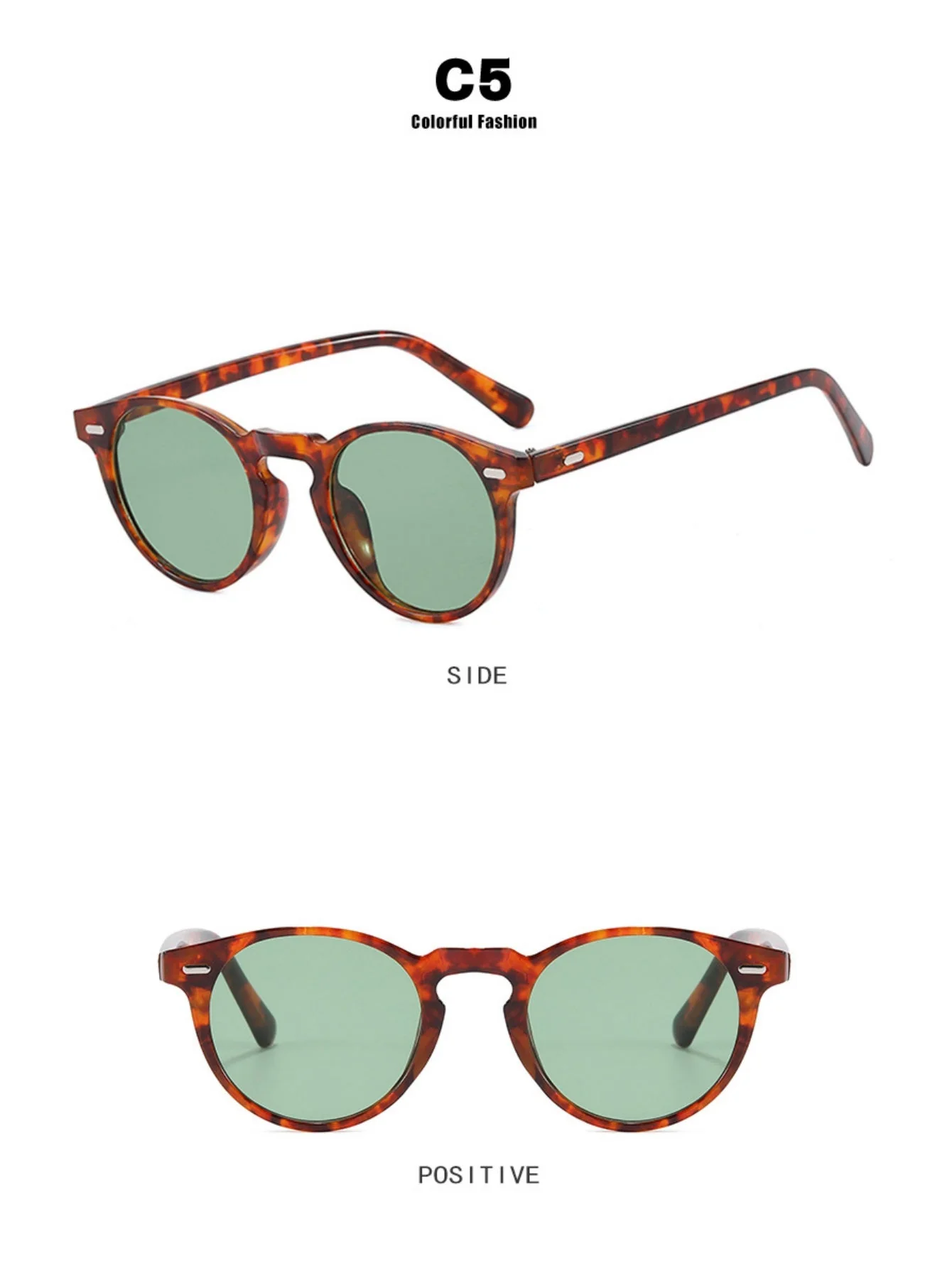 Round Frame Retro Minimalist Style Sunglasses - Image 14